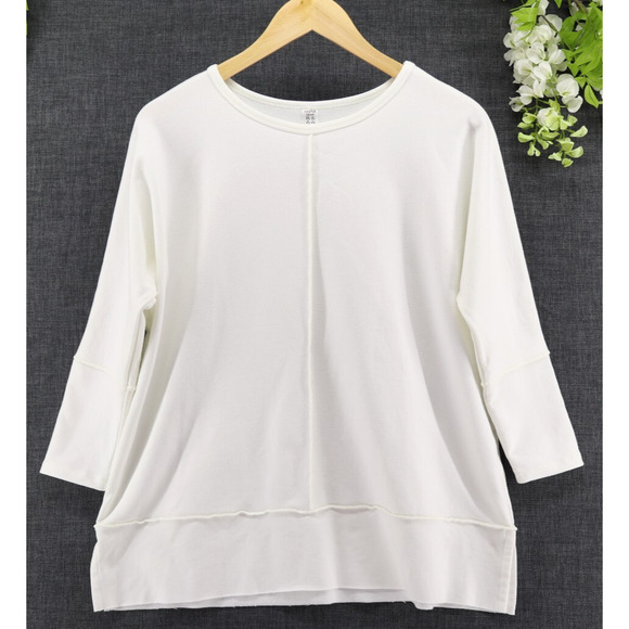 Spanx Women's Perfect Length Dolman 3/4 Sleeve Crew Neck White Sweatshirt Sz S - Picture 1 of 8